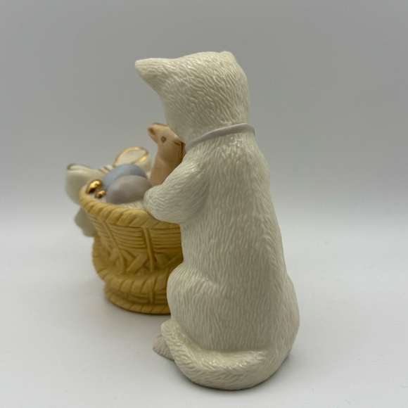 Lenox “Sweet Wonder” 24 Kt Gold Accents- Cat Easter Bunny & Eggs In Basket - Picture 3 of 7